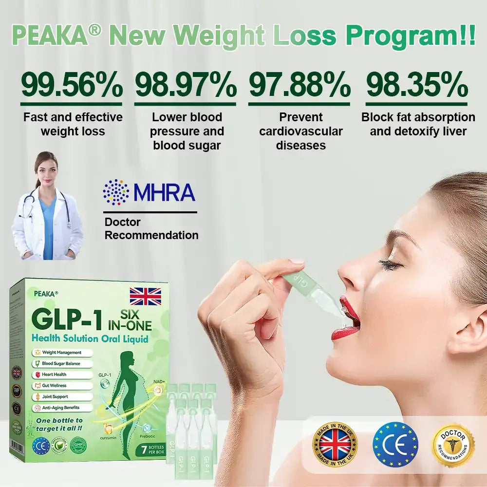 🇬🇧 Last Chance  80% Off! ！！🌿！ PEAKA® GLP-1 Oral Solution — your all-in-one daily boost for weight ⚖️, heart ❤️, joints 🦵, sleep 😴, and more ✨